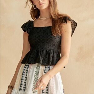 Francesca’s Adaline Eyelet Bow Back Blouse